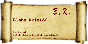 Blaha Kristóf névjegykártya